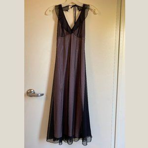 Betsey Johnson Vintage Black/Pale Pink Sheer Overlay Dress, Size S